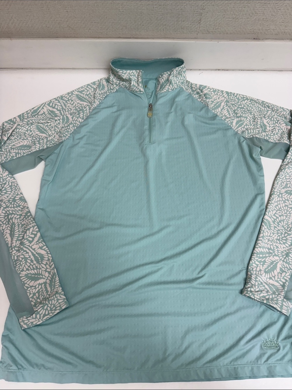 Kastel Long Sleeve Raglan Mint Foliage 1/4 Zip Top
